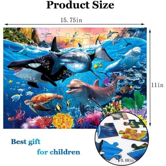 Puzzles for Kids Ages 4-8 Year Old - Underwater World,100 Piece Jigsaw Puzzle - Picture 3 of 8